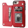 ProteccionTarjetero retro - funda para teléfono - funda con tapa de cuero - mini billetera - para iPhone - rojo