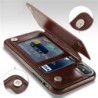 Retro card holder - phone cover case - leather flip cover - mini wallet - for iPhone - magentaProtection