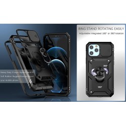 Protective cover case - camera lens cover - heavy duty bumper - 360 rotatable kickstand - for iPhoneProtection