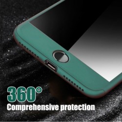 Luxury 360 full cover - with tempered glass screen protector - for iPhone - blueProtection