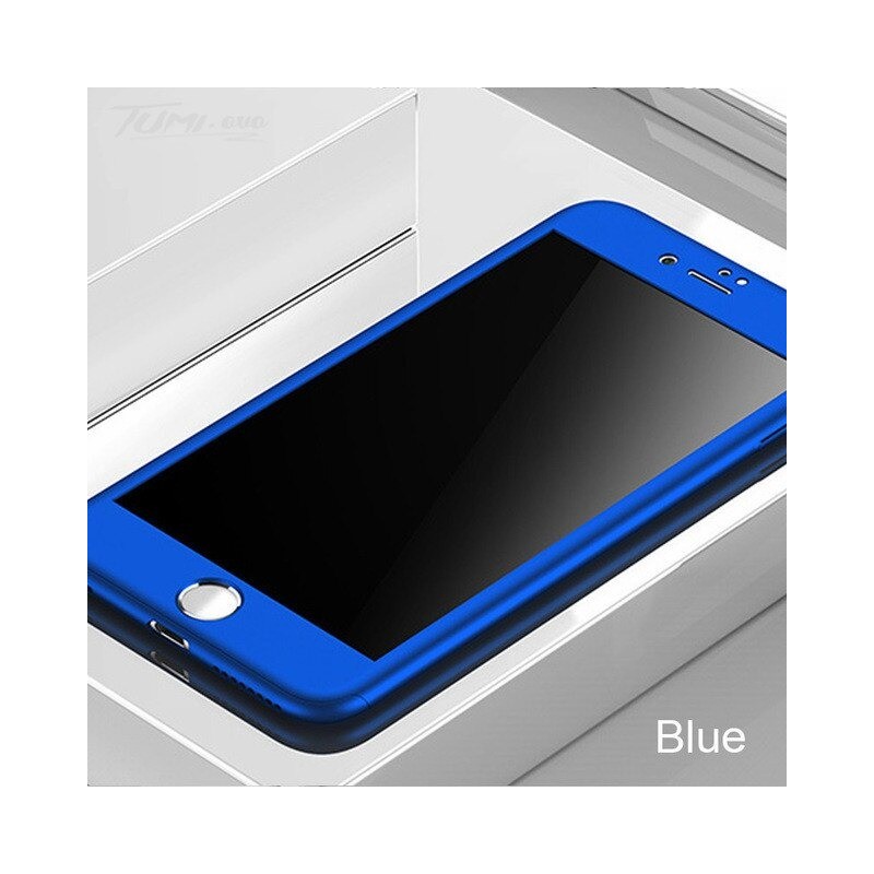 ProteccionLuxury 360 full cover - con protector de pantalla de vidrio templado - para iPhone - azul