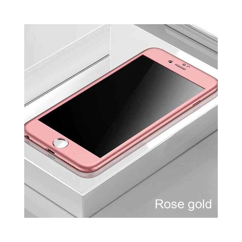 Luxury 360 full cover - with tempered glass screen protector - for iPhone - rose goldProtection