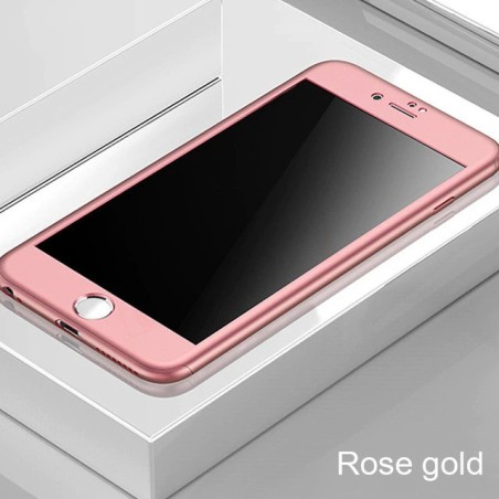 Luxury 360 full cover - with tempered glass screen protector - for iPhone - rose goldProtection