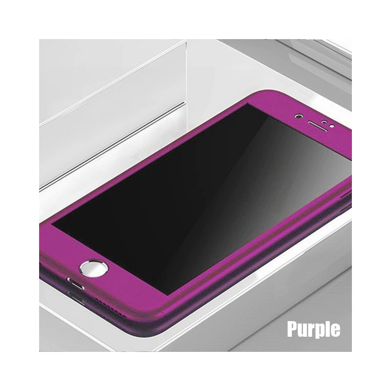 ProteccionLuxury 360 full cover - con protector de pantalla de vidrio templado - para iPhone - violeta