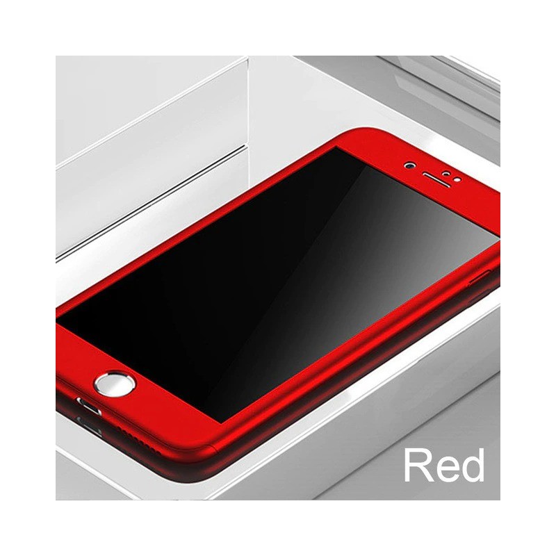 Luxury 360 full cover - with tempered glass screen protector - for iPhone - redProtection