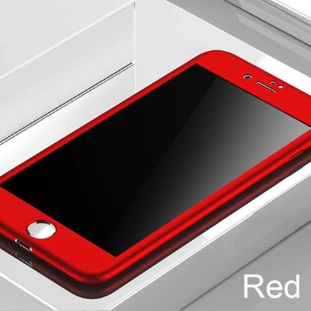 Luxury 360 full cover - with tempered glass screen protector - for iPhone - redProtection