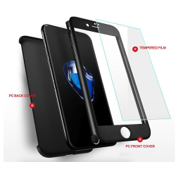 ProteccionLuxury 360 full cover - con protector de pantalla de vidrio templado - para iPhone - plateado