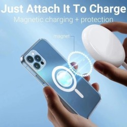 ProteccionCarga inalámbrica Magsafe - estuche magnético transparente - tarjetero de cuero magnético - para iPhone - amarillo