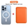 ProteccionCarga inalámbrica Magsafe - estuche magnético transparente - tarjetero de cuero magnético - para iPhone - naranja