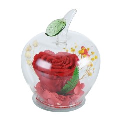 Infinity rose in apple-shaped glass - handmadeValentine's day