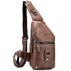 Men's genuine leather shoulder bag - chest bag - small backpackBags