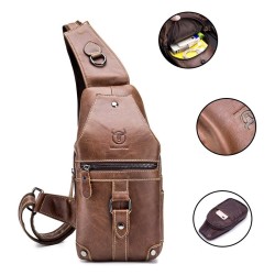 BolsosBolso de hombro de cuero genuino para hombre - bolso de pecho - mochila pequeña