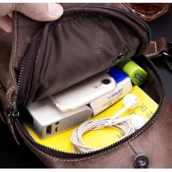 BolsosBolso de hombro de cuero genuino para hombre - bolso de pecho - mochila pequeña