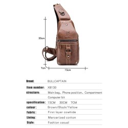 BolsosBolso de hombro de cuero genuino para hombre - bolso de pecho - mochila pequeña