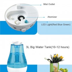 HumidificadoresHumidificador ultrasónico de aire - pulverizadores dobles - 3000ml