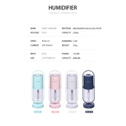 HumidificadoresHumidificador de aire ultrasónico - spray de niebla de rotación de 360 grados - con LED - 200 ml