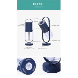 HumidificadoresHumidificador de aire ultrasónico - spray de niebla de rotación de 360 grados - con LED - 200 ml