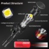LinternasXHP220 / XHP120 - potente linterna LED - linterna táctica / militar - USB - resistente al agua - con zoom - 5000000 LM