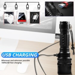 LinternasXHP220 / XHP120 - potente linterna LED - linterna táctica / militar - USB - resistente al agua - con zoom - 5000000 LM