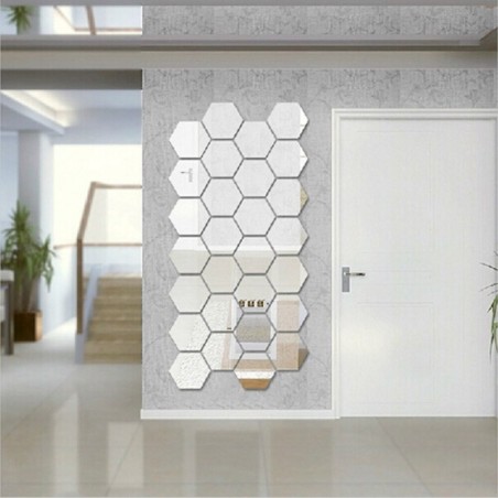 Pegatinas de paredEspejo en forma de hexágono - Adhesivo de pared - 12 piezas