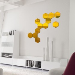 Pegatinas de paredEspejo en forma de hexágono - Adhesivo de pared - 12 piezas