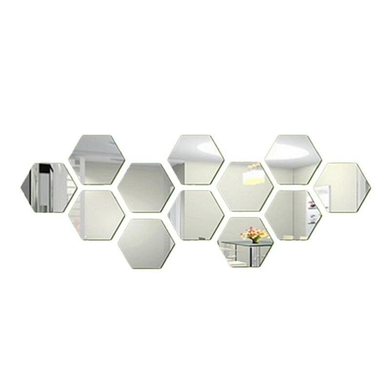 Pegatinas de paredEspejo en forma de hexágono - Adhesivo de pared - 12 piezas