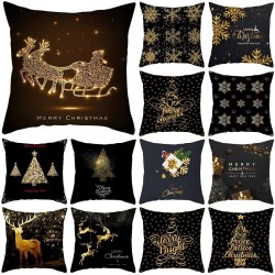 Fundas de cojinesFunda de almohada decorativa negra - Motivos navideños - Papa Noel - 60*60 cm