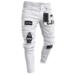 PantalonesElástico rasgado - Biker Jeans - Slim Fit Denim