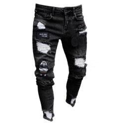 PantalonesElástico rasgado - Biker Jeans - Slim Fit Denim