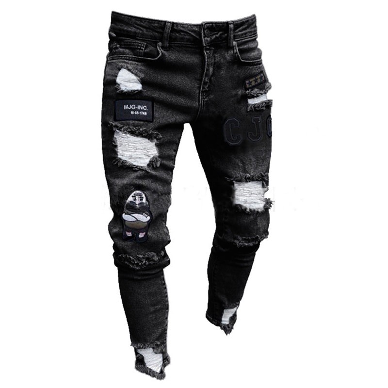 PantalonesElástico rasgado - Biker Jeans - Slim Fit Denim PantalonesElástico rasgado - Biker Jeans - Slim Fit Denim