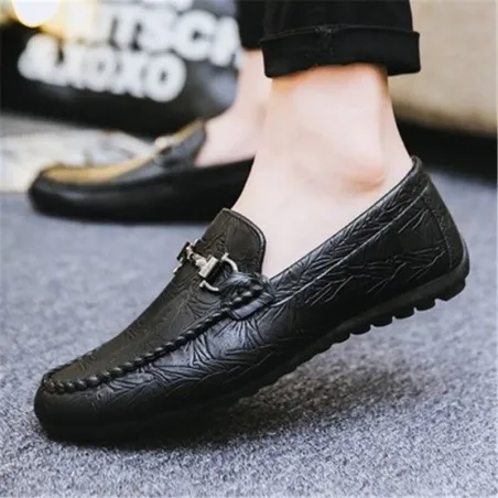 ZapatosZapatos planos de hombre de moda - mocasines sin cordones - cuero genuino
