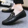ZapatosZapatos planos de hombre de moda - mocasines sin cordones - cuero genuino