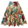 VestidosFalda hasta la rodilla de moda - línea A vintage - cintura alta - algodón - estampado colorido