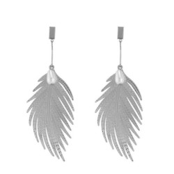 AretesPendientes de plumas de hoja - con una perla