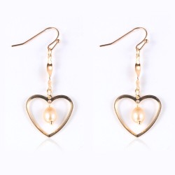 Hook gold earrings - heart / pearlsEarrings