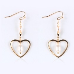 Hook gold earrings - heart / pearlsEarrings