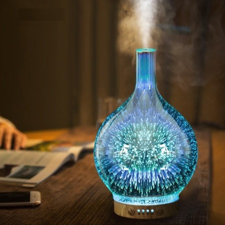 HumidificadoresHumidificador ultrasónico de aire - difusor de aceites esenciales - LED - fuegos artificiales 3D