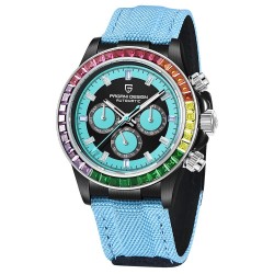 PAGANI DESIGN - mechanical / automatic watch - rainbow bezel - waterproof - leather / nylon strapWatches