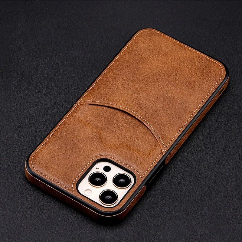ProteccionFunda protectora de piel con ranura para tarjetas de crédito para iPhone