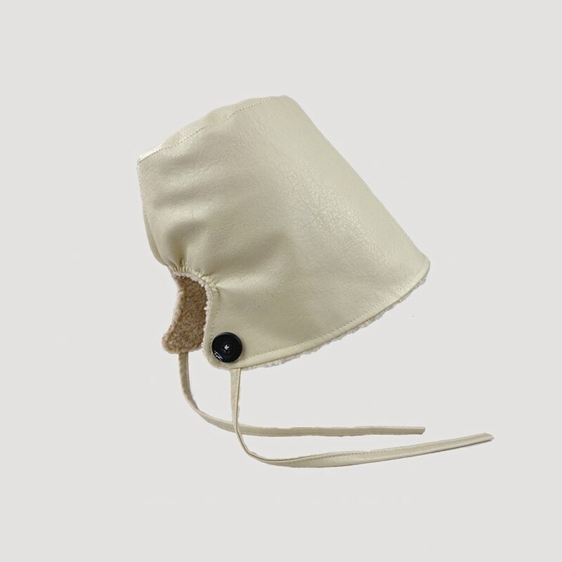 Bucket style hat - warm winter leather hat - Korean styleHats & Caps