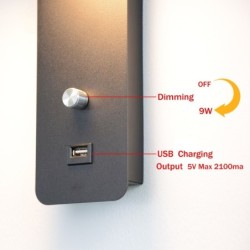 ApliquesAplique LED - regulable - cabeza giratoria - carga USB - 9W