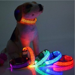 Collares & CorreasCollar de perro LED - paseo nocturno de seguridad - estampado de leopardo de colores