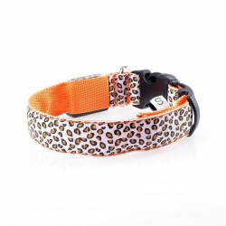 Collares & CorreasCollar de perro LED - paseo nocturno de seguridad - estampado de leopardo de colores