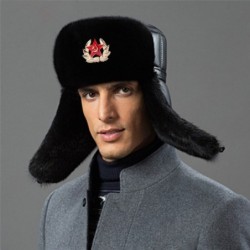 Sombreros / gorrasSombrero bomber para hombre - ushanka ruso negro - con orejeras - piel / cuero