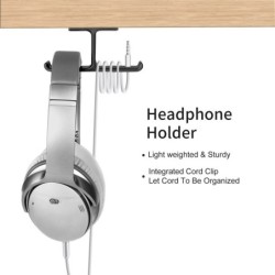 AuricularesSoporte doble para auriculares - gancho de aluminio - debajo del escritorio / montado en la pared