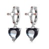 AretesPendientes redondos de plata - cruz - corazón colgante de cristal negro - plata de ley 925