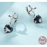 AretesPendientes redondos de plata - cruz - corazón colgante de cristal negro - plata de ley 925