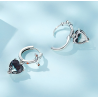 AretesPendientes redondos de plata - cruz - corazón colgante de cristal negro - plata de ley 925