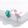 925 sterling silver earrings - pink flamingo / green leafEarrings