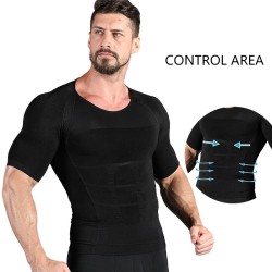 CamisetasCamiseta de adelgazamiento para hombre - manga corta - compresión - moldeador de cuerpo